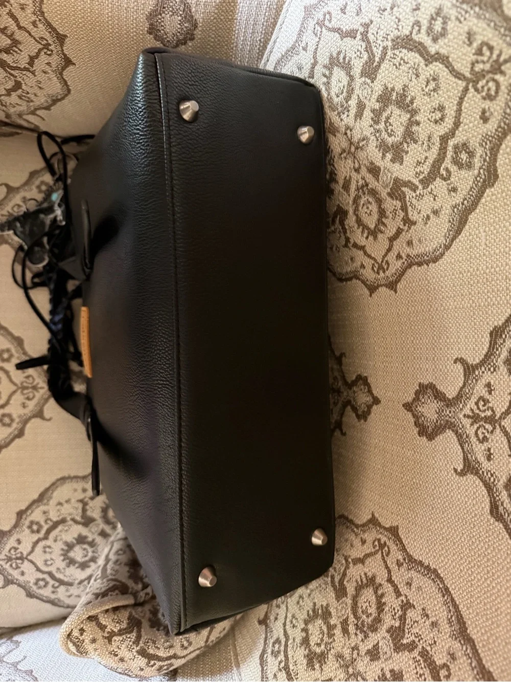 Wrangler Black Tote Bag with Braided Handles and Charms